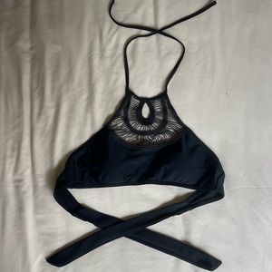 LA Hearts Halter Swim Top in Black